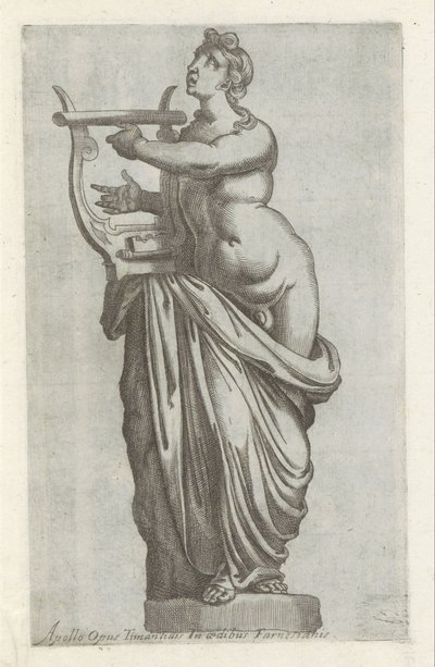Apollo szobra Timanlidis Apollo-műve a farnézi palotában (cím a tárgyon) Antik szobrok Rómában (sorozat címe) Róma városának nyilvános helyeken látható ősi szobrainak ikonjai (sorozat címe) alkotó: Anonymous