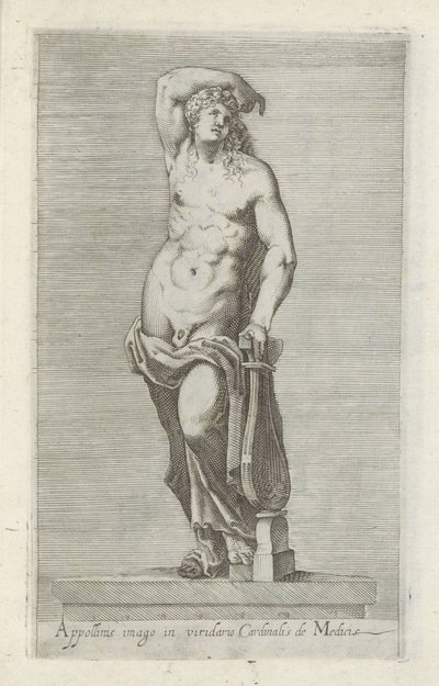 Apollo szobra Apollonius képe Medici bíboros zöld kertjében (cím a tárgyon) Antik szobrok Rómában (sorozat címe) Róma városának nyilvános helyeken látható ősi szobrainak ikonjai (sorozat címe) alkotó: Anonymous