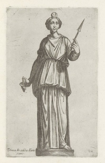 Diana szobra Diana a Farnéz-házban (cím a tárgyon) Antik szobrok Rómában (sorozat címe) Róma város ókori szobrainak ikonjai, amelyek nyilvános helyeken láthatók (sorozat címe) alkotó: Anonymous