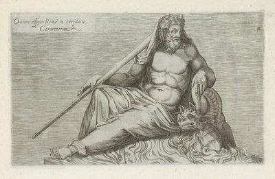 Oceanus szobor Római Oceanus portréja a Caesars zöld kertjében (cím a tárgyon) Antik szobrok Rómában (sorozat címe) Róma városának nyilvános helyeken látható ősi szobrainak ikonjai (sorozat címe) alkotó: Anonymous