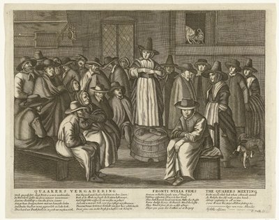 Karikatúra az angol kvékerekről, 1656 körül Quaaker Meeting / Fronti Nulla Fides / The Quakers Meeting (cím az objektumon) alkotó: Anonymous