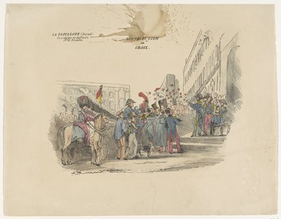 A belga tiszteletbeli keresztek kiosztását ábrázoló rajzfilm, 1834 Distribution de Croix (cím az objektumon) alkotó: Anonymous