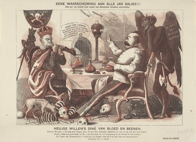 Karikatúra I. Vilmos császárról és Bismarckról, 1870 Szent Vilmos vérből és csontokból álló vacsorája (cím a tárgyon) alkotó: Anonymous
