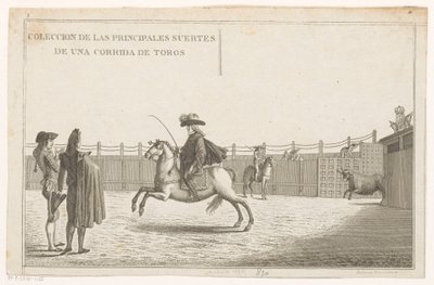 Bikaviadorok egy arénában Coleccion de las Principles suertes de una corrida de toros (sorozat címe az objektumon) A legfontosabb bikaviadal manőverek gyűjteménye (sorozat címe) alkotó: Anonymous