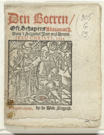 Címlap ehhez: Den Boeren / Oft Schapers Almanach Voor 