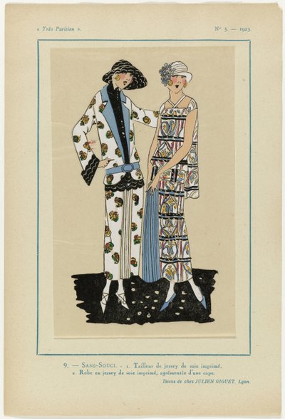 Nagyon párizsi, 1923, 5. sz.: 9.- SANS-SOUCI. 1. Jersey öltöny... alkotó: Anonymous
