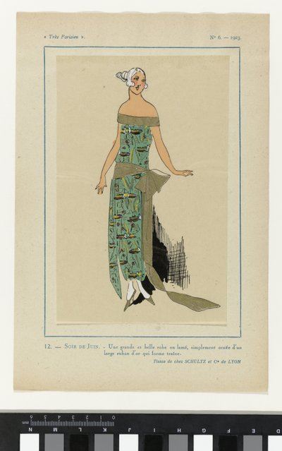 Nagyon párizsi, 1923, 6. sz.: 12.- JÚNIUS ESTE. - Egy nagy és gyönyörű ruha... alkotó: Anonymous