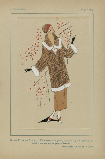 Nagyon párizsi, 1923, 7. sz.: 18.- VIRÁGESŐ. / Ez a három/negyed kabát... alkotó: Anonymous