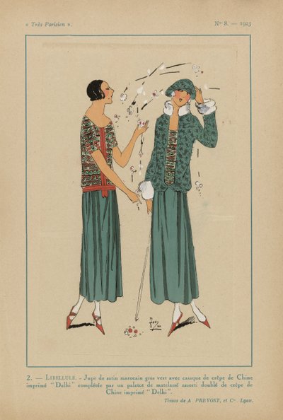 Nagyon párizsi. Divat, elegáns, elegancia Nagyon párizsi, 1923, 8. sz.: 2.- SÁRKÁNY. / Marokkói szatén szoknya... alkotó: Anonymous