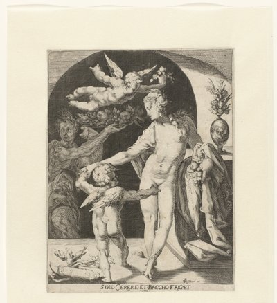 Vénusz találkozott Amor en een faunnal A Vénusz megfagy Ceres és Bacchus nélkül (cím a tárgyon) alkotó: Anonymous
