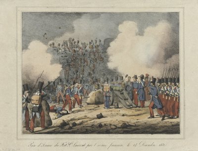Verovering van de Lunet van Saint-Laurent, 1832 A francia hadsereg megrohamozta St. Laurent erődöt, 1832. december 14. (cím a tárgyon) alkotó: Anonymous