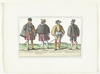 Négy férfi német divat szerint öltözve, 1580 körül Jelmezek (cím a tárgyon) alkotó: Anonymous