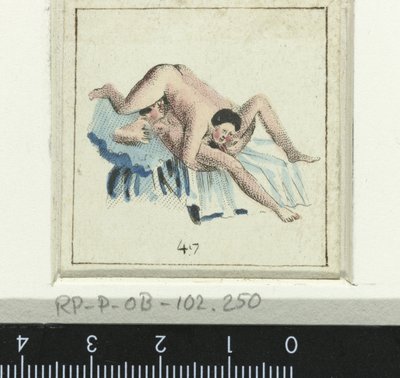 Szerelmes pár, a férfi a nő felé fordul Nyolc erotikus jelenet (sorozat címe) alkotó: Anonymous