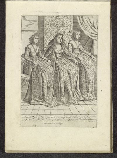 Vrouw van de doge met twee vrouwen Scènes uit het Venetiaanse Leven (sorozat címe) Habiti d