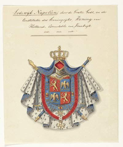 Louis Napoleon Bonaparte, Hollandia királyának címere Louis Napóleon, Isten kegyelméből és a Királyság alkotmányából, Hollandia királya, Franciaország összeköthető (cím a tárgyon) alkotó: Anonymous