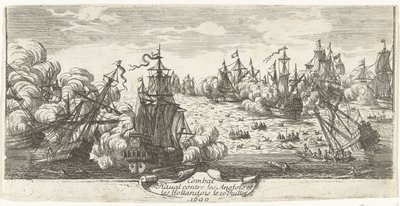 Zeeslag bij Beachy Head, 1690 Tengerészeti harc az angolok és a hollandok ellen 1690. július 10-én (cím a tárgyon) alkotó: Anonymous