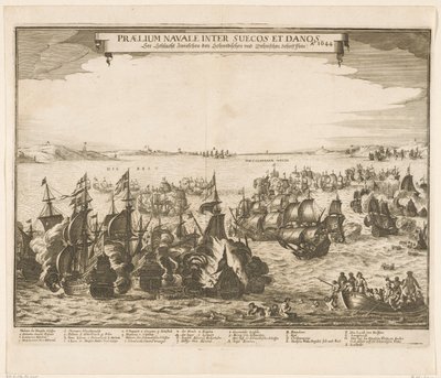 Tengerészeti csata a svéd és a dán flották között az övben, 1644 Praelium navale inter Suecos et Danos / Ao. 1644 / Lásd Schlacht Zwieschen den Schwedischen und Dehnischen Schieffflota (cím a tárgyon) alkotó: Anonymous