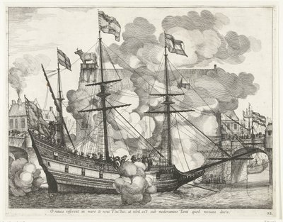 Zeilschip, naar rechts; intocht van Ferdinand te Gent 1635-ben (38. sz.) Ó hajó, új hullámok visznek a tengerbe: de nincs semmi annak az irányítása alatt, akit félsz vezetni (cím a tárgyon) Más tengerészek diadalmas hajója alkotó: Anonymous