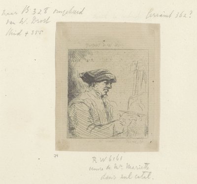 Willem Drost önarcképe a szamár előtt Recueil de quatre-vingt-cinq estampes originales (sorozat címe) alkotó: Anonymous