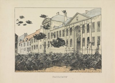 Fekete hollók menekülnek a Collegium Philosophicumból, 1829 Nem kötelező (cím az objektumon) alkotó: Anonymous