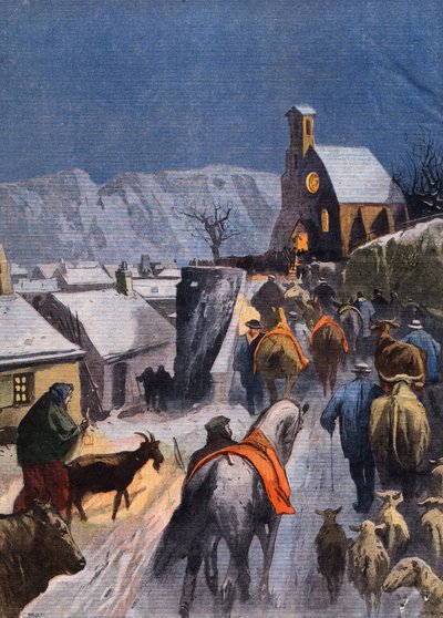 Cevennes-i szokás: Béták karácsonya. Metszet a „” Le Peute Parisien” újságból”, 1908.12.27. Magángyűjtemény. alkotó: Anonymous Anonymous