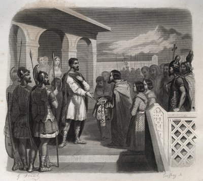 Clermont város küldöttsége Szent Sidoine Apollinar (Caius Sollius Apollinaris Sidonius) politikusnak, eveque-nek és gall-római írónak (430-486) ajánlja fel a püspökséget. Metszet 1846-ból a „Szentek élete” c. Magángyűjtemény. alkotó: Anonymous Anonymous