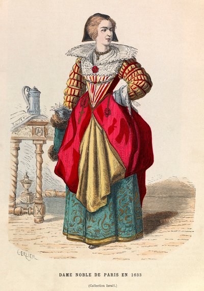 Egy nemes párizsi hölgy 1633 - Egy nemesasszony Párizsban, 17. század - magángyűjtemény alkotó: Anonymous Anonymous