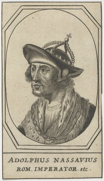 Adolphe de Nassau (1250-1298) - Nassaui Adolf, a rómaiak királya, névtelen. Rézkarc, méret: 10,8x6,2 alkotó: Anonymous Anonymous