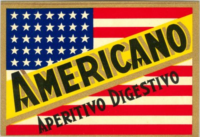 Americano olasz rövidital reklámja, amerikai zászlóval alkotó: Anonymous Anonymous
