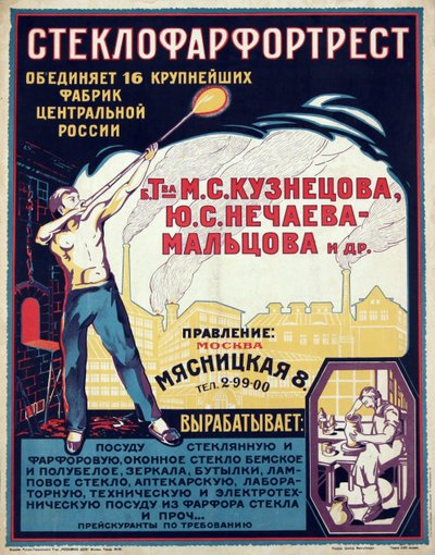 Reklámplakát az üveg- és porcelánipar számára, névtelen, kb 1921-1923 - Kromolitográfia, 70x56 - Magángyűjtemény alkotó: Anonymous Anonymous