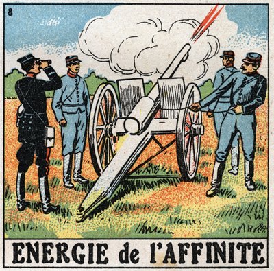 Affinitási energia: tüzérek robbanóanyaggal. Névtelen illusztráció 1925-ből. Magángyűjtemény. alkotó: Anonymous Anonymous