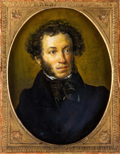 Alexandre Pouchkine - Alekszandr Szergejevics Puskin (1799-1837) költő portréja - Névtelen. Olaj, fa, XIX. század második negyede. Mérete: 40,5x30,5 cm. Magángyűjtemény alkotó: Anonymous Anonymous