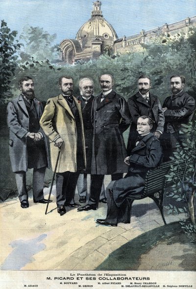 Alfred Picard, az 1900-as kiállítás főkurátora és munkatársai: Delaunay Belleville, Stephane Derville, Bouvard, Grison és Francois Arago. alkotó: Anonymous Anonymous