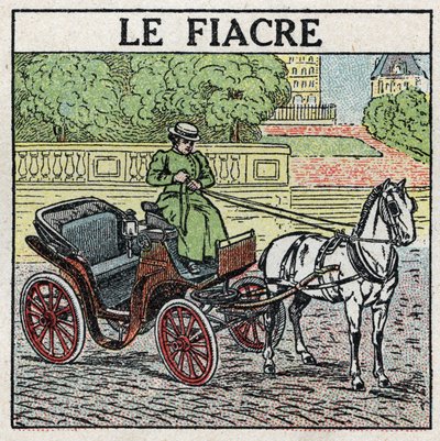 Állati vontatás: a fiacre. Névtelen illusztráció 1925-ből. Magángyűjtemény. alkotó: Anonymous Anonymous