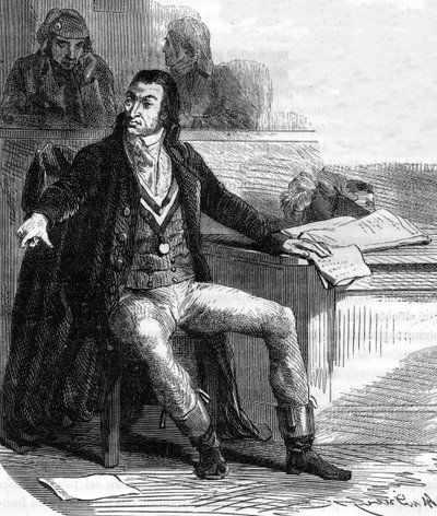 Antoine Quentin Fouquier de Tinville, Fouquier-Tinville (1746-1795), francia törvényhozó és forradalmár, a Forradalmi Törvényszék nyilvános vádlója – Alphonse de Lamartine (1790-1869) „Histoire des Girondins”-ba vésett, magánéleti 166-18-18. ragasztó alkotó: Anonymous Anonymous