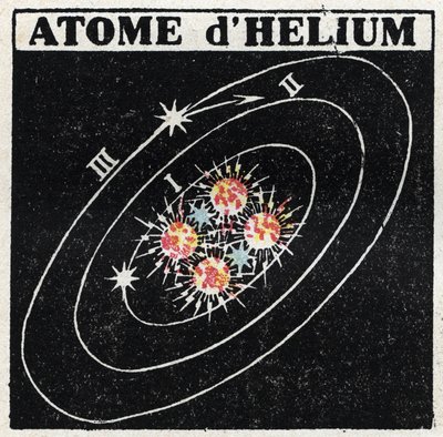 Atom és tudomány: Hélium atom. Névtelen illusztráció 1925-ből. Magángyűjtemény. alkotó: Anonymous Anonymous