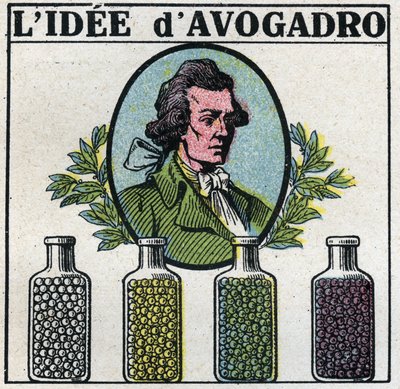 Atomok: Amedeo Avogadro (1776-1856) eszméje. Névtelen illusztráció 1925-ből. Magángyűjtemény. alkotó: Anonymous Anonymous