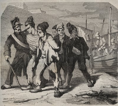 Belle-Ile-en-Mer (gyönyörű sziget a tengeren) a XIX. Pierre Zaccone (1817-1895) „A börtönök története létrehozásuktól napjainkig” metszetébe (1877) (Colonia Penale - Büntetés-végrehajtási telep) alkotó: Anonymous Anonymous