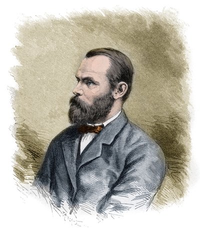 Carl Christian Koldewey (1837-1908) német sarkvidéki felfedező, mindkét német északi-sarki expedíció vezetője - Carl Christian Koldewey német sarkkutató - metszet 19. század vége alkotó: Anonymous Anonymous
