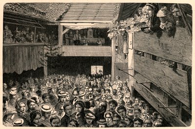 A katolikus istentisztelet megünneplése a svájci Porrentruyban 1874-ben, egy fénykép után. Louis-Eugene (Louis Eugene) Louvet „Katholikus missziók a XIX. században” című metszetébe. magángyűjtemény. alkotó: Anonymous Anonymous