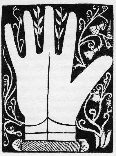 Chiromancia – Szaturnuszi vonal – 1545-ös metszet Andre Corvo „The Art of Chyromance” című művében – Magángyűjtemény alkotó: Anonymous Anonymous