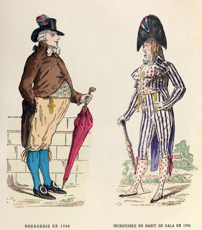 Egy burzsoá és egy hihetetlen díszruhás jelmez 1788-ban - magángyűjtemény alkotó: Anonymous Anonymous