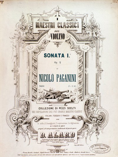 N Paganini 1. szonáta, op 2 kottájának borítója alkotó: Anonymous Anonymous