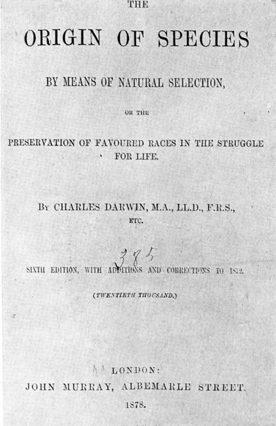 Charles Darwin (1809-1882) "A fajok eredete" című könyvének borítólapja. 1878-as kiadás. alkotó: Anonymous Anonymous