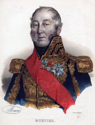 Edouard Adolphe Mortier (1768-1835), Franciaország marsallja - Anonymous - 1835 - Litográfia, akvarell - 32x24 - Magángyűjtemény alkotó: Anonymous Anonymous