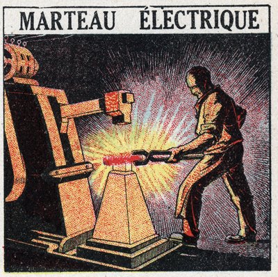 Elektromos szerszámok: elektromos kalapács. 1925 névtelen illusztrációja. Magángyűjtemény. alkotó: Anonymous Anonymous