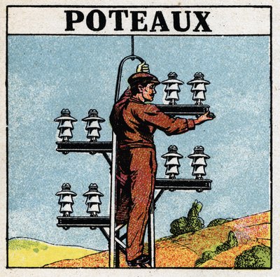 Villanyvezetékek: villanyoszlopok. 1925 névtelen illusztrációja. Magángyűjtemény. alkotó: Anonymous Anonymous