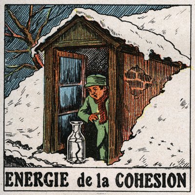 Összetartás energiája: a hideg víz összetöri a vázát. Névtelen illusztráció 1925-ből. Magángyűjtemény. alkotó: Anonymous Anonymous