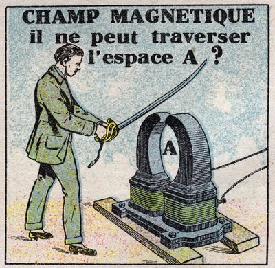 Éter (anyag): mágneses tér. Nem tud átjutni az A téren? Névtelen illusztráció 1925-ből. Magángyűjtemény. alkotó: Anonymous Anonymous