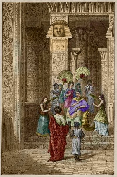 Eukleidész bemutatja Ptolemaiosz Soternek (I. Ptolemaiosz Soter) a geometria elemeivel kapcsolatos munkáját - Eukleidész (Kr. e. 325-265) görög matematikus bemutatta I. Ptolemaiosznak (Kr. e. 360-283) Soter (megváltó) ses elements de geometrie - metszet a  alkotó: Anonymous Anonymous